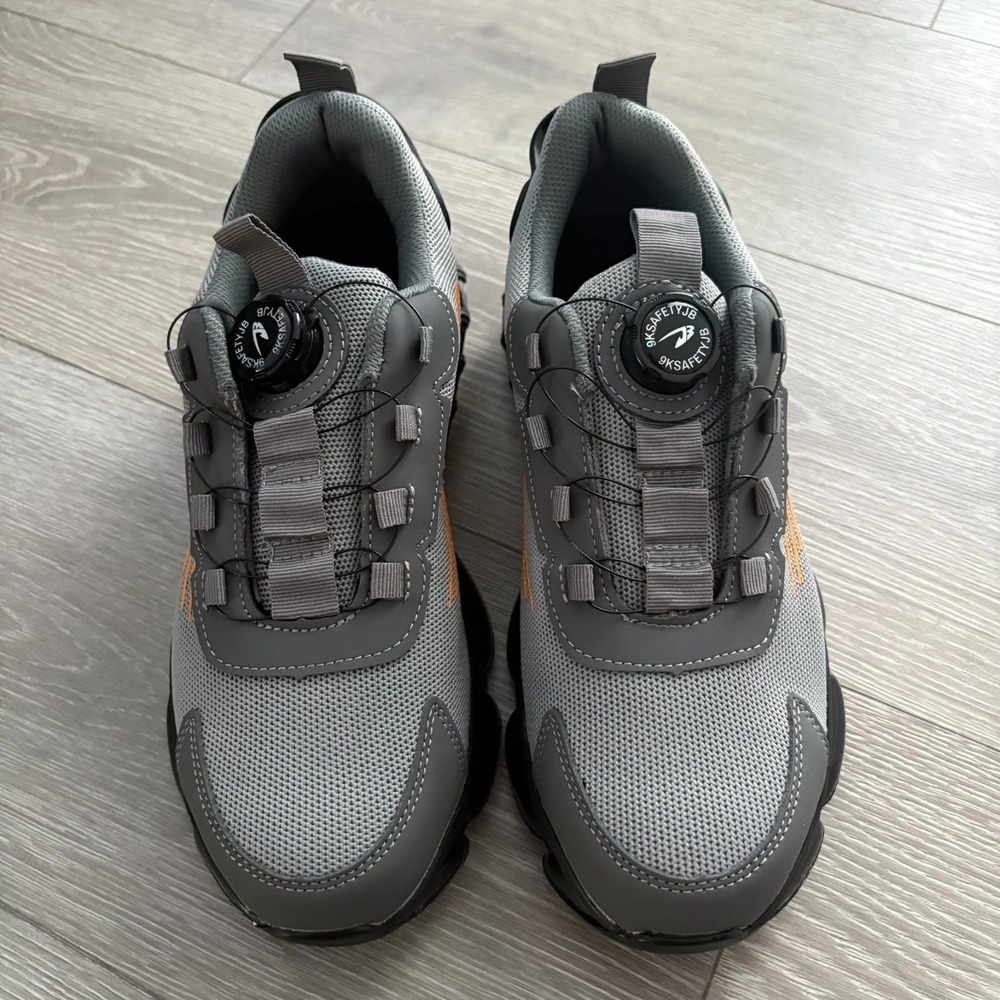 9K SAFETY JB Mens Gray Steel Toe Air Cushion Safety Work Shoes Size US 8